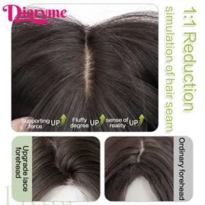 Short Straight Synthetic Wig Women's Long Hair Forehead Lace Bangs Clavicle Hair Middle-part Lace Front Wig Female Lolita Wigs - Image 5