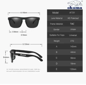 Okuma polarized sunglasses UV400 for men and women outdoor hunting, fishing, driving bicycles, sunglasses optional box - Image 7