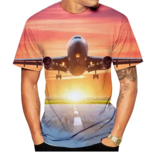 Large Passenger Plane 3d Printed T Shirt Men Funny Cool Casual Tee Shirt Harajuku Street Outdoor Scene Short Sleeves O-neck Tees - Image 4