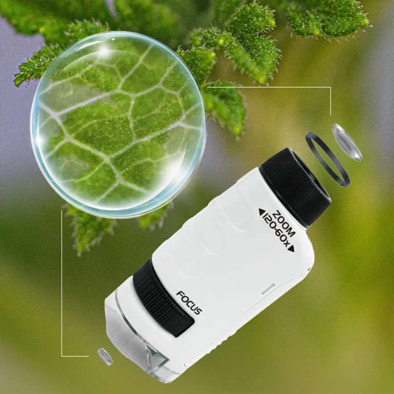 Handheld Microscope Mini Pocket Microscope Kit 60-120x Lab Microscope Zoom Wheel Adjustable with LED for Kids Educational - Image 7