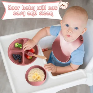 Children's Dishes Set Baby Silicone 6/8-piece Tableware Set Suction Cups Forks Spoons Bibs Straws Cups Mother and Baby Supplies - Image 7