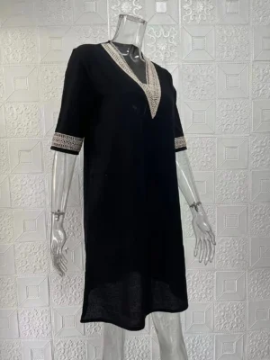 New solid color V-neck mid-sleeved elegant dress - Image 7