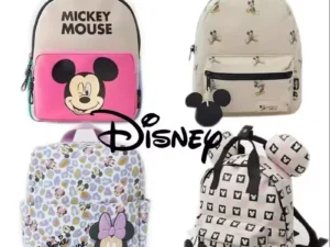 Disney Mickey Mouse Cartoon Fashion Backpack Women's Minnie Canvas School Bag Fashion Large Capacity Backpack Girls Mochila