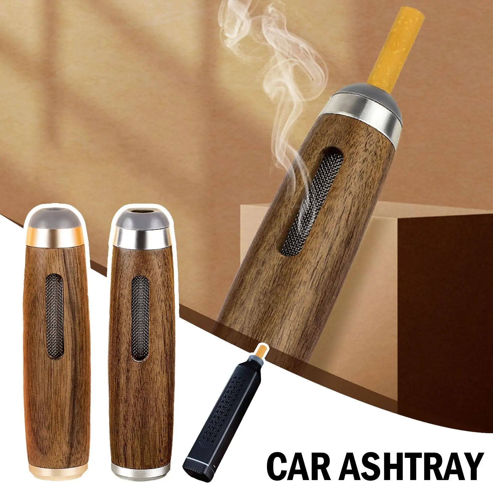 Dust-free Smoking Car Ashtray Wooden Car Portable Smoke Cigarette Anti Mobile Mini Soot-flying Ashtray Holder W5T7 Tool Fil P0M5