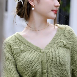 Real 18K Gold Natural Freshwater Pearl Necklace Solid Small Ball Golden Jewelry Genuine AU750 For Women Fine Gift x0004 - Image 5