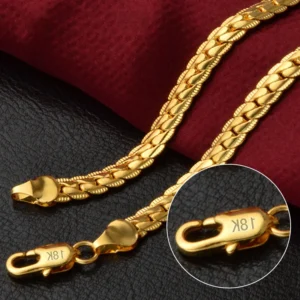 18K Gold/Silver Color 6mm Full Sideways Necklace 8/18/20/24 Inch Chain For Woman Men Fashion Wedding Engagement Jewelry - Image 5