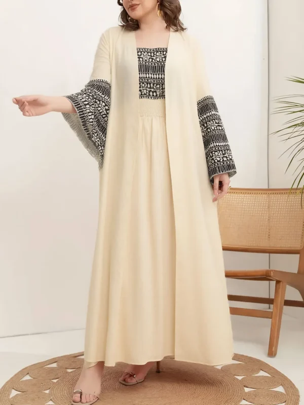 Fashion Embroidery Kimono Oversized Muslim Robe Syari Female Full Length Muslim Outerwear Worship Service Abaya With Belt wy1946 - Image 5