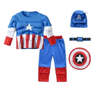 Hero Hulk Captain America Cosplay Costume Boy Kids Clothes Spiderman Muscle Suit Halloween Carnival Birthday Party - Image 3