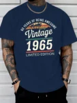 Men's Summer 100% Cotton Fashionable Casual Loose 60 Year Great Pattern Printed Limited Edition 1965 Retro T-shirt