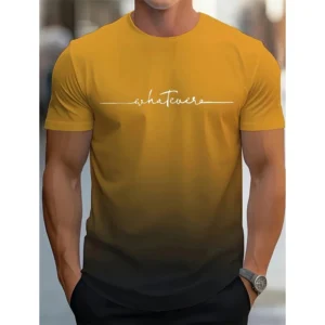Fashion Gradient Letter Graphic T Shirts For Men Trend Summer Crew Neck 3D Printed Short Sleeve T-shirts Casual Oversized Tees - Image 5