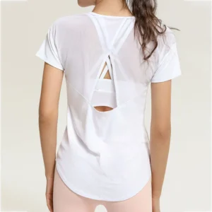 New Mesh Breathable Fitness Yoga Shirt Hollow Beauty Back Sports Top Loose and Quick-drying Short-sleeved T-shirt Women's Blouse - Image 6