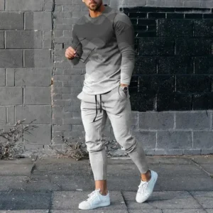 Men's Long Sleeve T-shirts and Pants Two Piece Black White Classical 3D Printed Men's Sets Casual Suit nike tech fleece - Image 3