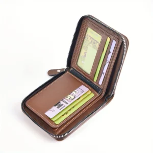 Men's Wallet Made of PU Wax Oil Skin Purse for Men Coin Purse Short Male Card Holder Wallets Zipper Around Money Coin Purse - Image 6