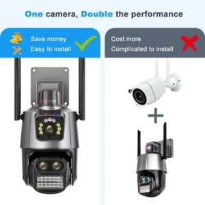 9MP WiFi Camera Outdoor8X Zoom Security Camera 4K Video Surveillance Three Lens Dual Screen PTZ ICsee Alexa NVR Security CCTV - Image 4