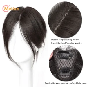 MEIFAN Middle Part Fake Bangs Fringe Synthetic Topper Hairpiece Clip-In Bang Extension Natural Invisible Clourse Hairpiece Women - Image 3