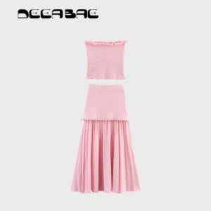 DEEABAE Summer New Women's Clothing European And American Layered Decoration Round Neck Short Sleeved Knitted Three Piece Set - Image 5