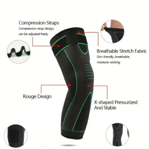 2 Pcs Compression Knee Pads Support Lengthen Stripe Sport Sleeve Arthritis Joint Pain Protector Elastic Kneepad Brace - Image 4