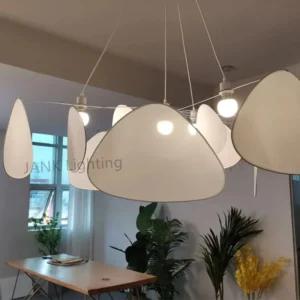 French Designer White fabric Screen Chandelier Kitchen Island Living Room Bedroom Leaf Grid Lamp House Decor Suspension Lighting - Image 3