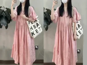 Maternity Dress Summer New Korean Fashion Short Sleeve Cotton Lin Loose Women Pregnant Women Dress Comfortable Breathable