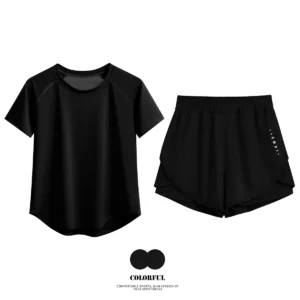 DRUR 2pcs Gym Set Women Summer Sportswear Outfit 2 Piece Short Sleeve Sports Shirt Shorts Sets Jogging Suit Female Tracksuit New - Image 5