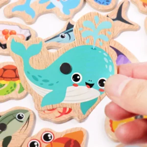 Montessori Wooden Fishing Toys For Children Magnetic Marine Life Cognition Fish Games Parent-Child Interactive Educational Toy - Image 5