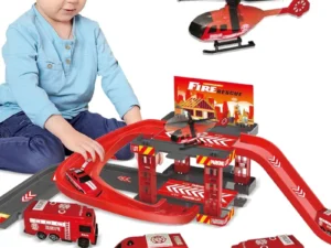 Kid Rail Parking Lot Toys Dinosaur Car Parking Building Model Simulation Fire Police Engineering Vehicle Toy Boys Birthday Gifts