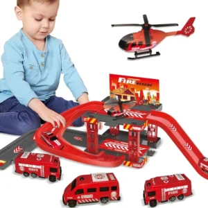Kid Rail Parking Lot Toys Dinosaur Car Parking Building Model Simulation Fire Police Engineering Vehicle Toy Boys Birthday Gifts
