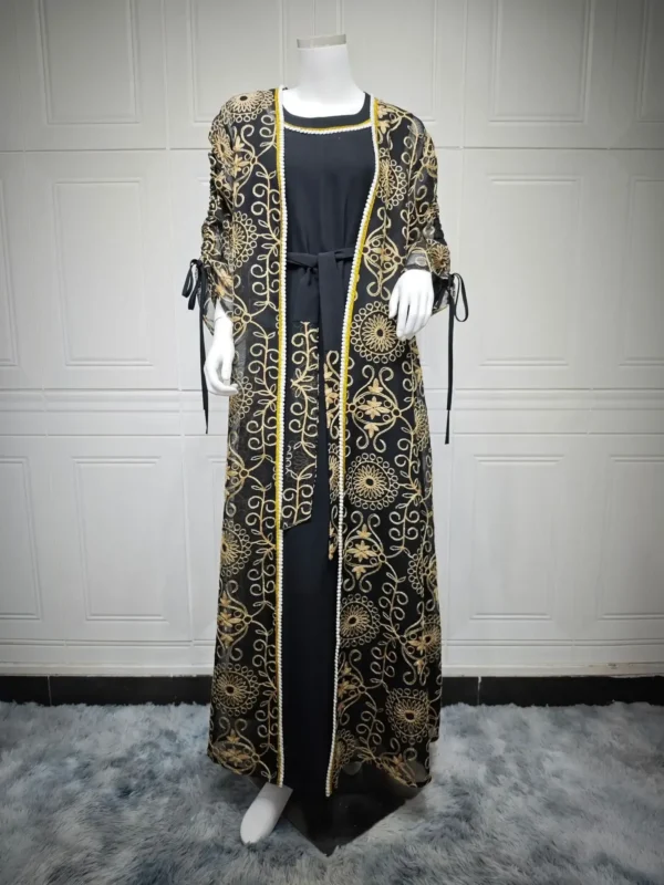 Ramadan Eid Djellaba Kimono Jalabiya Muslim Sets for Women Dubai Abaya Turkey Kaftan Robe Caftan Marocain Femme Islam Clothing - Image 5