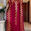 Dubai New Abaya For Women Summer Short Sleeve Cotton Dress Gold Stamping Loose Lady Maxi Islam African Dress With Big Scarf - Image 7
