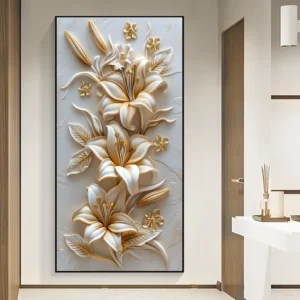 Vintage White Flower Canvas Painting Retro Magnolia Flower Wall Arts Lily Floral Posters Prints Home Porch Wall Decor No Frame - Image 3