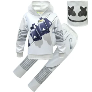 LED Marshmallow Boys Girls Mask For Dance Clown Cosplay Clothes Halloween Christmas Costume Party Game Fortnites Costumes Suit - Image 5