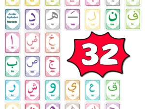 32pcs Arabic Alphabet Flashcards Letter Sounds Forms Cards For Islamic Arabic Script Recognition Learning Early Education Tools