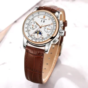 2024FORSINING Women Automatic Mechanical Fashion Luxury Wrist Watches Ladies Diamond Moon Phase Multifunctional Relogio Feminino - Image 4