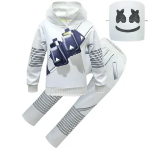 LED Marshmallow Boys Girls Mask For Dance Clown Cosplay Clothes Halloween Christmas Costume Party Game Fortnites Costumes Suit - Image 4