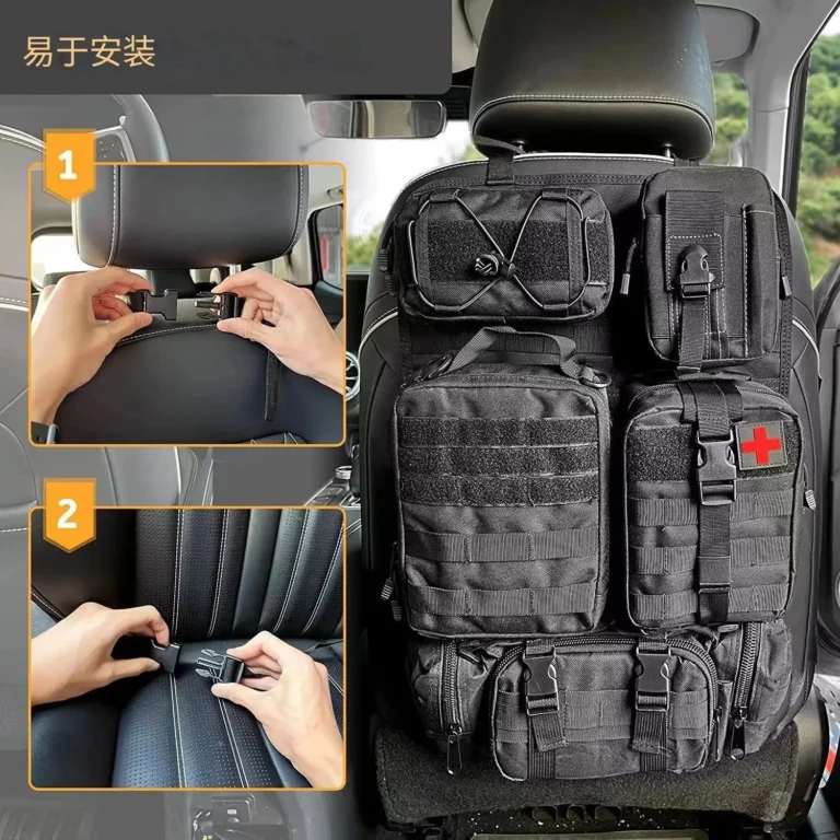 Tactical Car Seat Back Organizer Tactical Vehicle Panel Organizer with 5 Detachable Molle Pouches Universal fits Most of Vehicle - Image 4