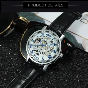 WINNER Fashion Elegant Ladies Watches Top Brand Luxury Iced Out Skeleton Mechanical Watch Luminous Hands Leather Strap Unisex - Image 5