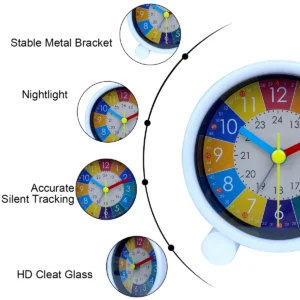 Cute Children's Educational Alarm Clock Bedroom Desktop Early Education Small Animal Round Mute For Boy Girls Home Decoration - Image 7