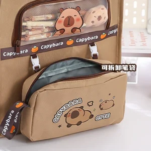 Kawaii Capybara Tutoring Bag, Primary School Student Canvas Storage File Bag, Cartoon Printing Large Capacity Tutoring Bag - Image 7