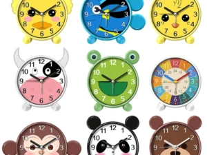 Cute Children's Educational Alarm Clock Bedroom Desktop Early Education Small Animal Round Mute For Boy Girls Home Decoration