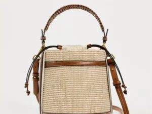 Fashion Straw Bucket Bag Weave Women Handbags Designer Panelled Shoulder Crossbody Bags Casual Summer Beach Small Tote Purses