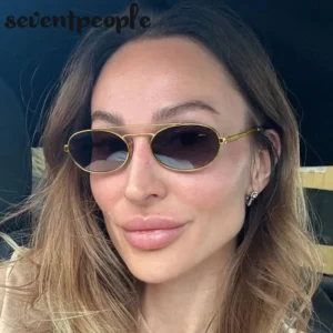 Small Oval Metal Frame Steampunk Sunglasses For Women 2025 Luxury Brand Vintage Double Beam Shades Classic Round Punk Eyewear - Image 4