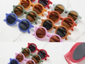 Baby sunglasses matte children's sunglasses trendy round frame retro mocha colored glasses anti purple line