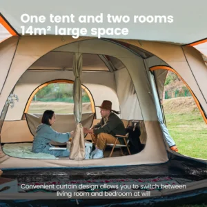 10 Person Camping Tent, Waterproof Windproof Sun Protection, 210D Oxford Fabric, 3 Season, Lightweight, 2 Room 1 Living Room - Image 5
