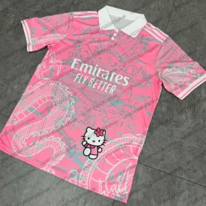 2025 Limited Edition Hello Kitty Dragon Pattern Football Jersey Short Sleeve Casual Men's Women Street Oversize Unisex Polo Tops