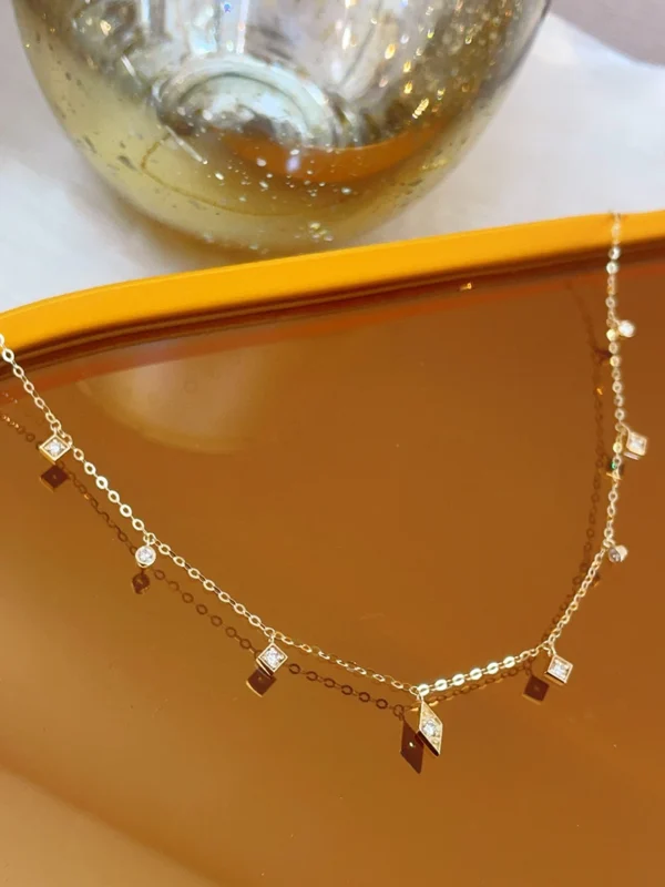 KUGG 100% 18K Yellow/Rose Gold Necklace Women 0.32carat Real Natural Diamond Necklace Fashion Design High Wedding Jewelry - Image 4