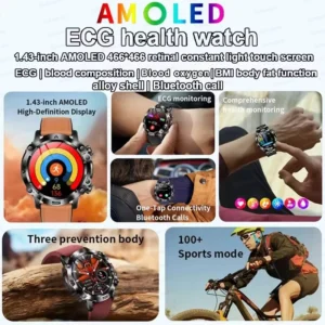 2025 New Smart Watch For Men Health Blood PressureBlood Oxygen Uric Acid Fitness Tracker Watches Bluetooth Call ECG Smartwatch - Image 2