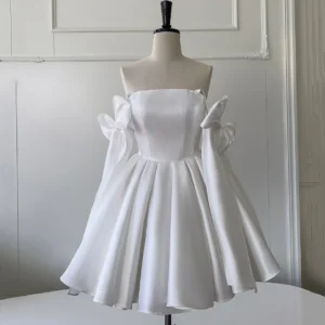 French Elegant Retro Lace-up Bow Straps Sleeveless High Waist Slim A-line Birthday Banquet Evening Short Dress For Women Summer - Image 3