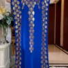 Dubai New Abaya For Women Summer Short Sleeve Cotton Dress Gold Stamping Loose Lady Maxi Islam African Dress With Big Scarf - Image 3