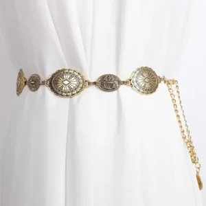 Metal Chain Belt for Women Cowgirl Western Country Chain Belts Adjustable Concho Belt for Sweaters Dresses Jeans - Image 4