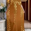 Dubai New Abaya For Women Summer Short Sleeve Cotton Dress Gold Stamping Loose Lady Maxi Islam African Dress With Big Scarf - Image 6